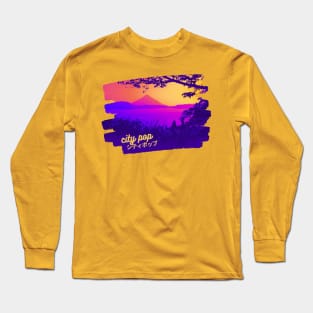 Japan Mountains Lake - Retro City Pop Vaporwave Vibes Long Sleeve T-Shirt